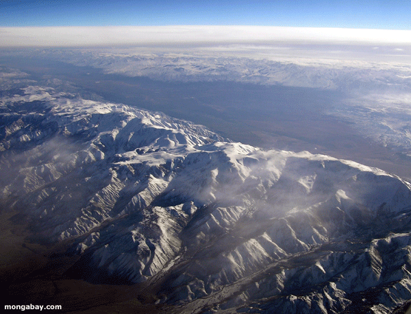 Schnee-mit einer Kappe bedeckte Berge in desert