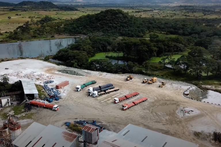 Mining trucks to transport lithium ore in Zimbabwe’s Masvingo Province. Screenshot from the Youtube video by Flare Productions.