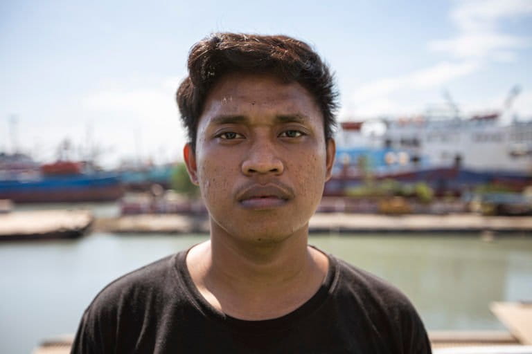 Yudha Pratama, a deckhand on one of the tuna fishing company’s boats Mongabay interviewed in August 2021. Image by Febriansyah for Mongabay.
