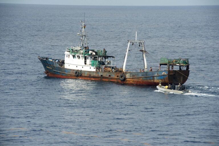 Fishing trawler off the coast of Ghana. Image by Jeff Atherton/US Navy via Flickr (CC BY-ND 2.0).