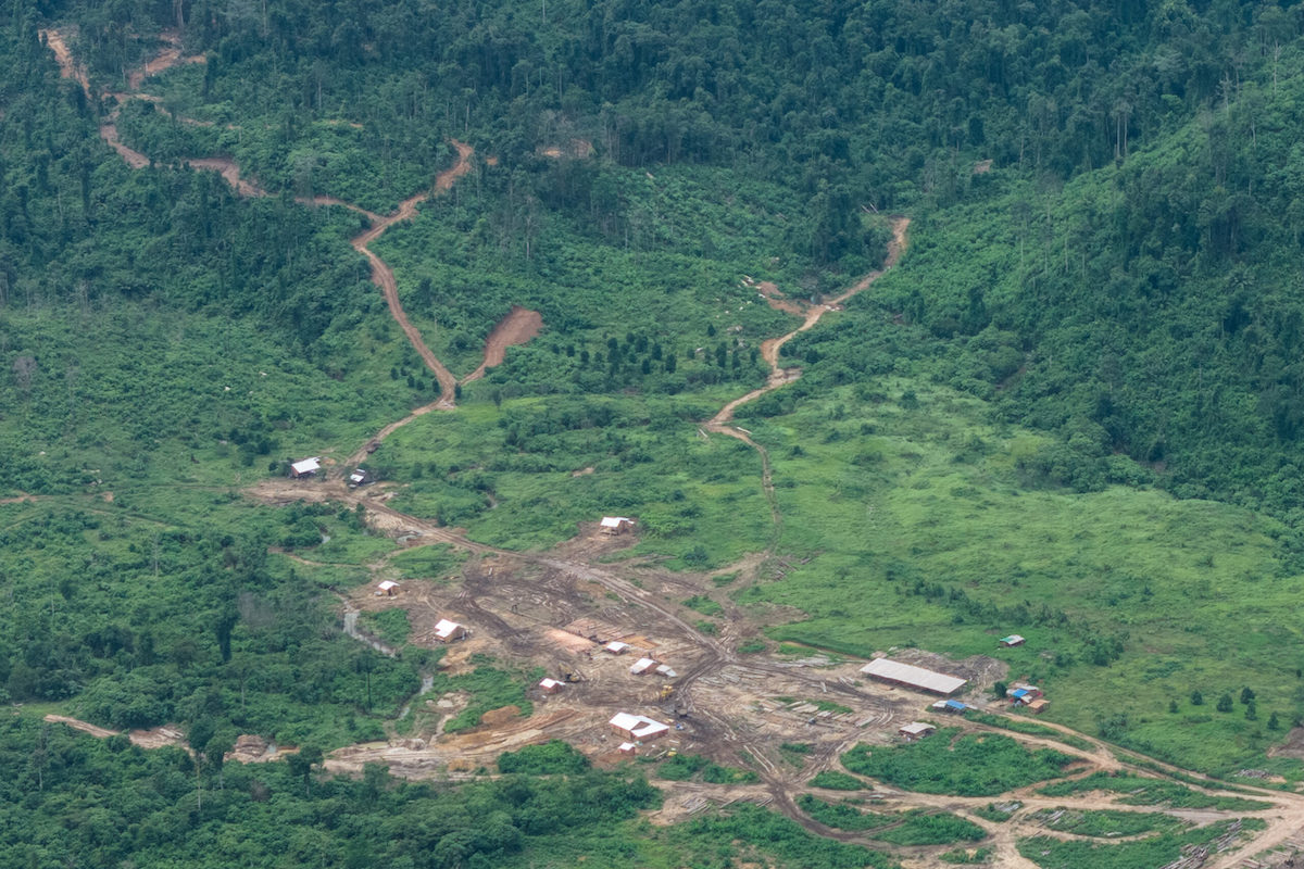 Logging routes snake out into the protected forest of Phnom Samkos Wildlife Sanctuary, with timber laundered and processed inside the Stung Meteuk project area. Image supplied by Tat Oudom.