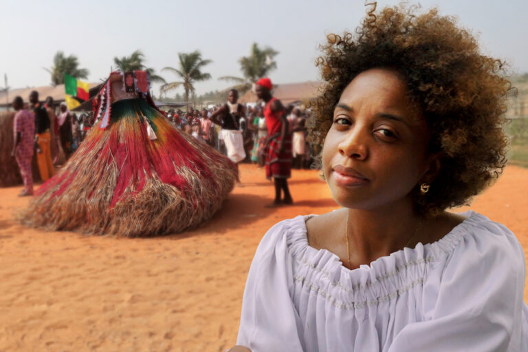 Collage, Jahëna Louisin, Mongabay reporter, and a Vodun ceremony.